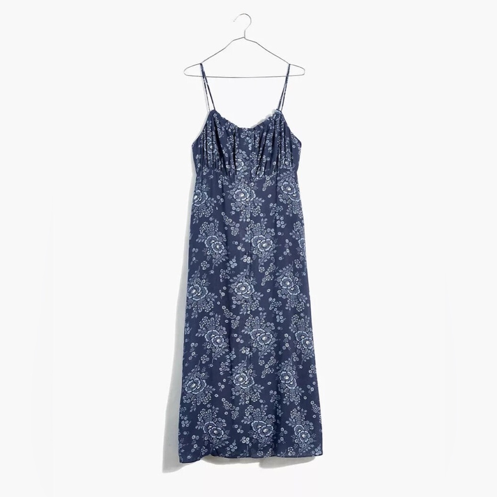 Madewell Tie-Back Button-Front Midi Dress in Archival Floral